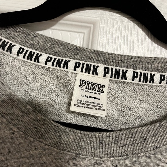 PINK grey pullover sz L - Picture 4 of 5